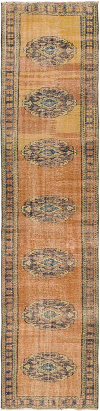 Pasillo Vintage Turco Anudado a Mano - 90 cm x 372 cm