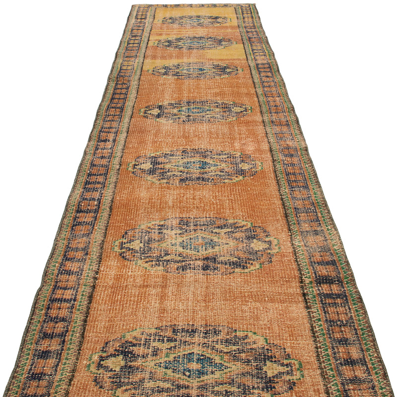 Pasillo Vintage Turco Anudado a Mano - 90 cm x 372 cm - K0092866