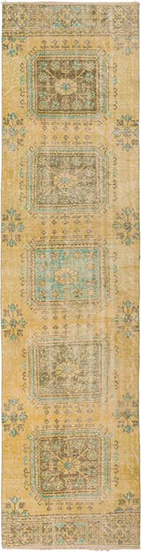 Pasillo Vintage Turco Anudado a Mano - 88 cm x 347 cm