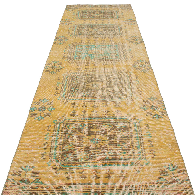 Pasillo Vintage Turco Anudado a Mano - 88 cm x 347 cm - K0092867