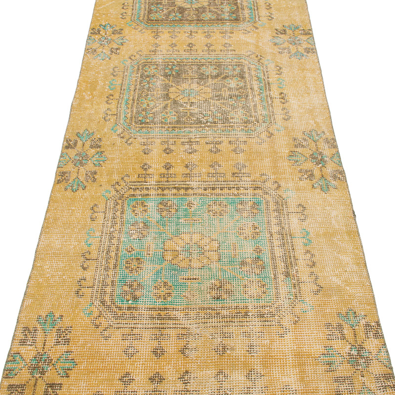 Pasillo Vintage Turco Anudado a Mano - 88 cm x 347 cm - K0092867