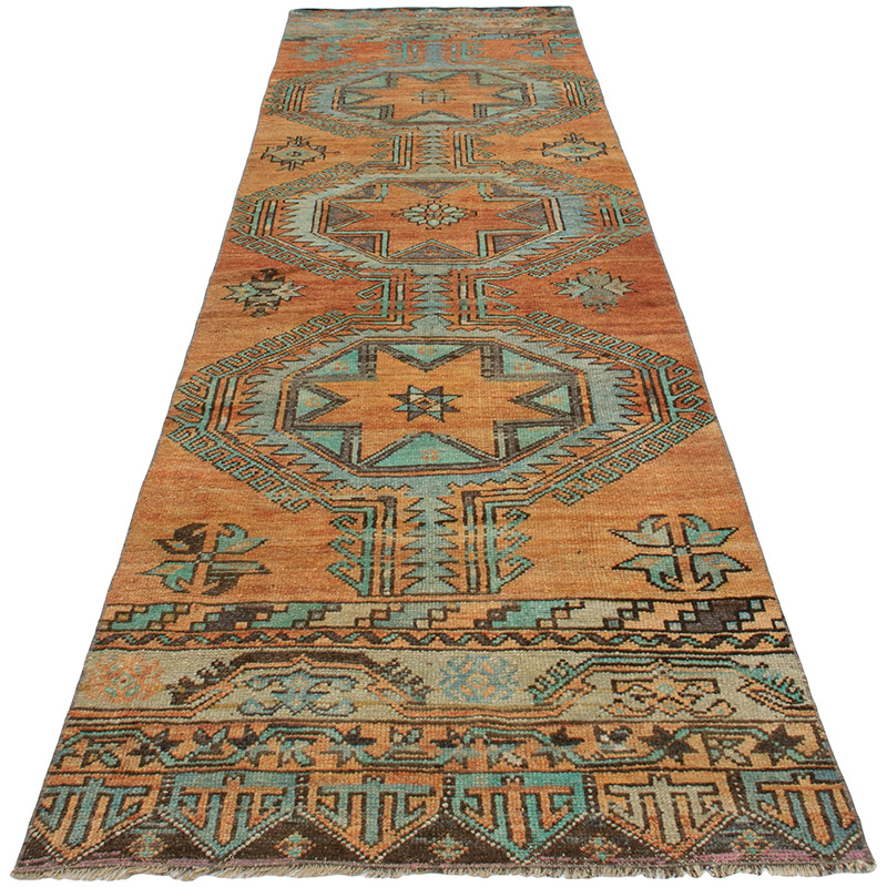 Pasillo Vintage Turco Anudado a Mano - 86 cm x 320 cm - K0092869