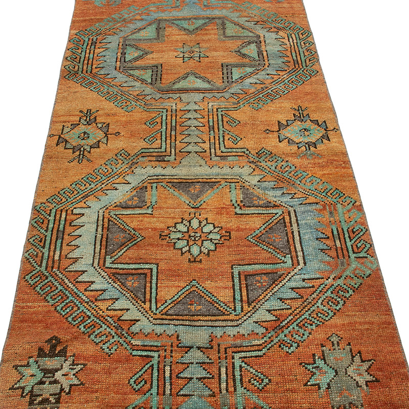 Pasillo Vintage Turco Anudado a Mano - 86 cm x 320 cm - K0092869