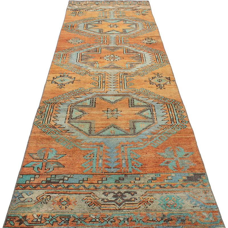 Pasillo Vintage Turco Anudado a Mano - 86 cm x 320 cm - K0092869