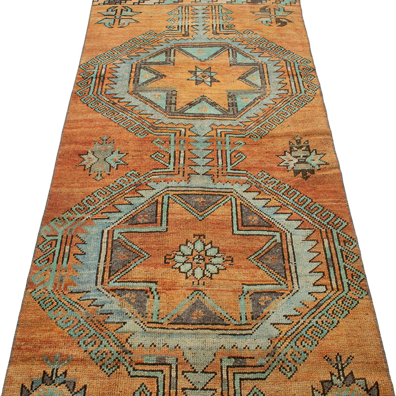 Pasillo Vintage Turco Anudado a Mano - 86 cm x 320 cm - K0092869