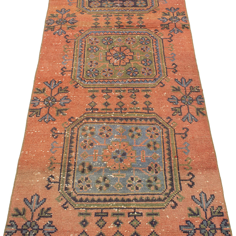 Pasillo Vintage Turco Anudado a Mano - 76 cm x 273 cm - K0092871