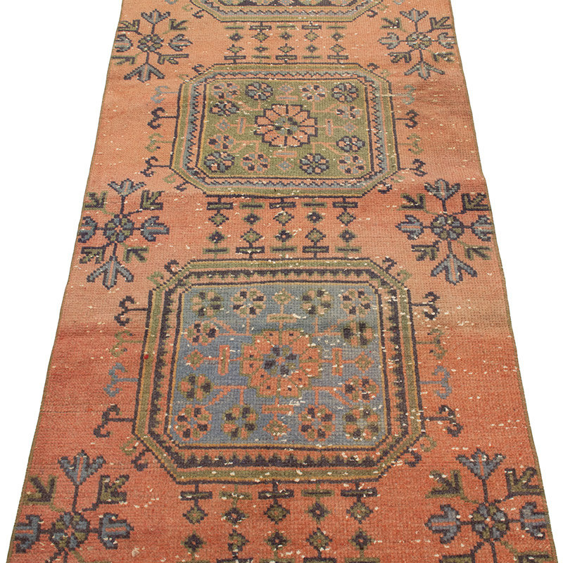 Pasillo Vintage Turco Anudado a Mano - 76 cm x 273 cm - K0092871