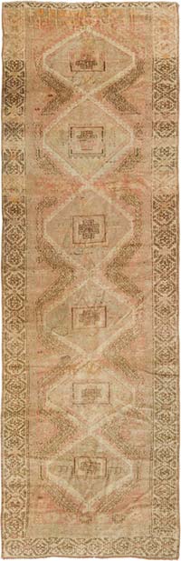 Pasillo Vintage Turco Anudado a Mano - 106 cm x 334 cm