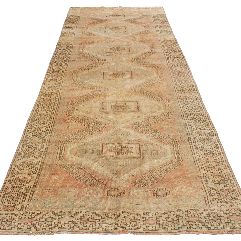 Pasillo Vintage Turco Anudado a Mano - 106 cm x 334 cm - K0092872