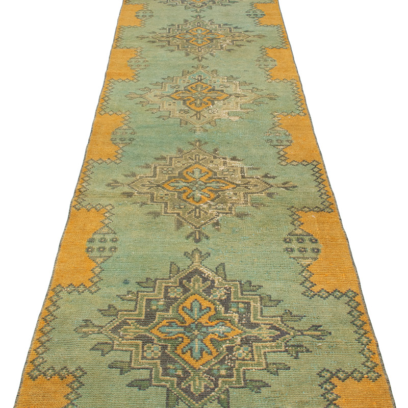 Pasillo Vintage Turco Anudado a Mano - 79 cm x 331 cm - K0092873