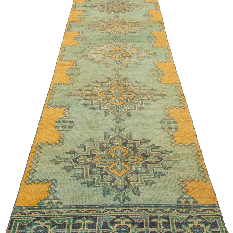 Pasillo Vintage Turco Anudado a Mano - 79 cm x 331 cm - K0092873