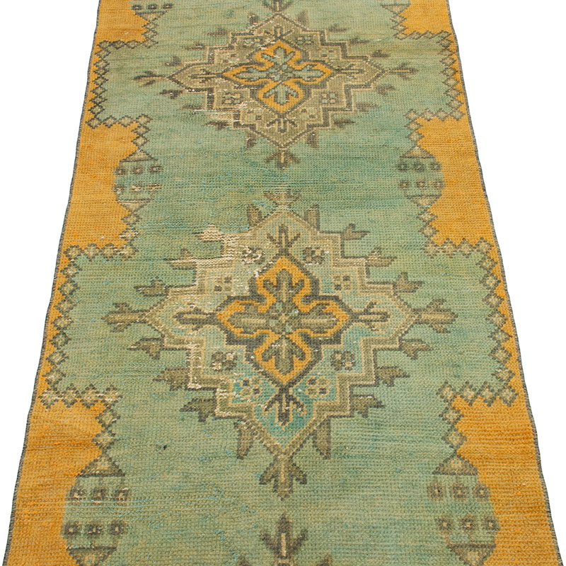 Pasillo Vintage Turco Anudado a Mano - 79 cm x 331 cm - K0092873