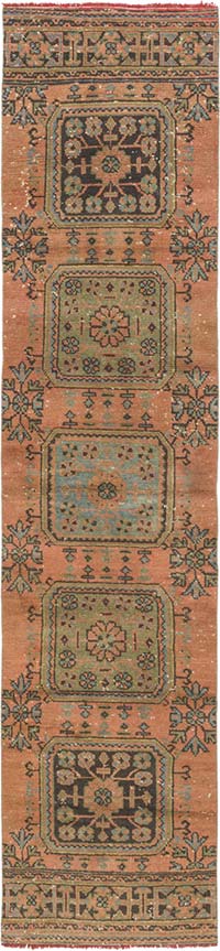 Pasillo Vintage Turco Anudado a Mano - 77 cm x 326 cm