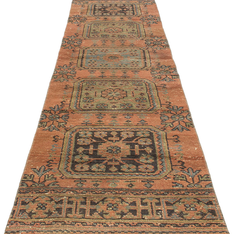 Pasillo Vintage Turco Anudado a Mano - 77 cm x 326 cm - K0092878