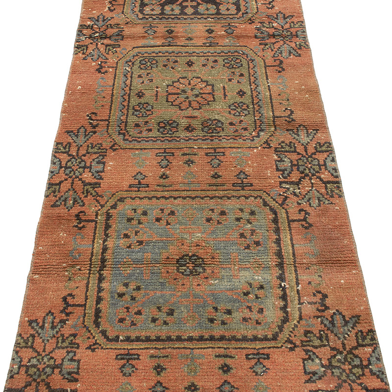 Pasillo Vintage Turco Anudado a Mano - 77 cm x 326 cm - K0092878