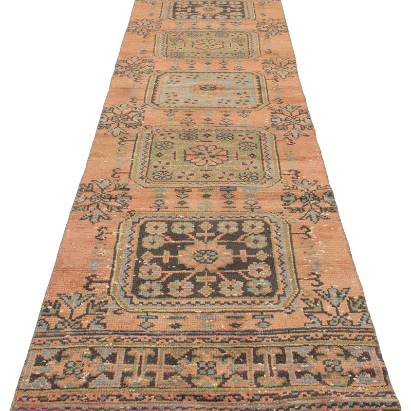 Pasillo Vintage Turco Anudado a Mano - 77 cm x 326 cm - K0092878