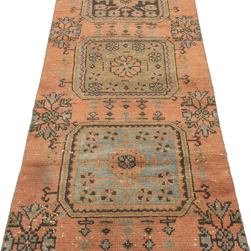 Pasillo Vintage Turco Anudado a Mano - 77 cm x 326 cm - K0092878