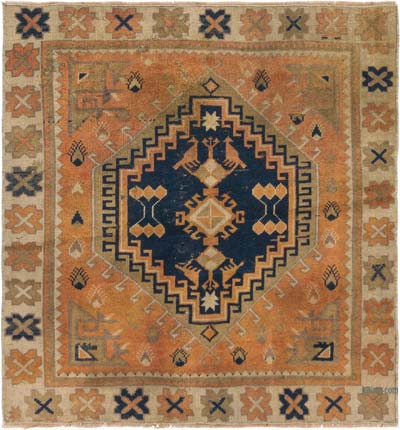 El Dokuma Vintage Halı - 98 cm x 101 cm