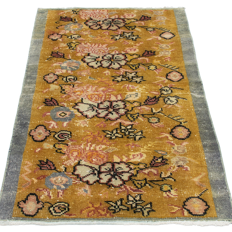 Alfombra Vintage Turca Anudada a Mano - 71 cm x 134 cm - K0092888