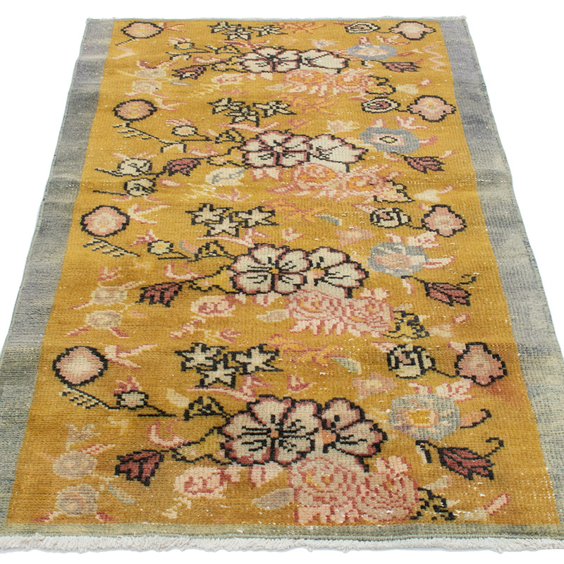 Alfombra Vintage Turca Anudada a Mano - 71 cm x 134 cm - K0092888