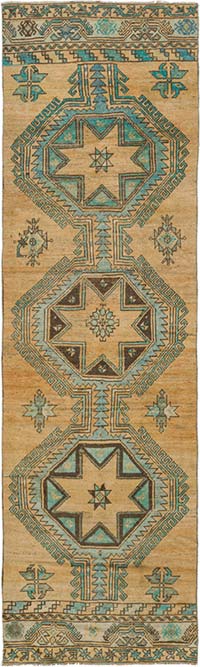 Pasillo Vintage Turco Anudado a Mano - 90 cm x 306 cm