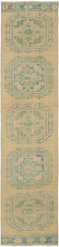 Pasillo Vintage Turco Anudado a Mano - 84 cm x 350 cm