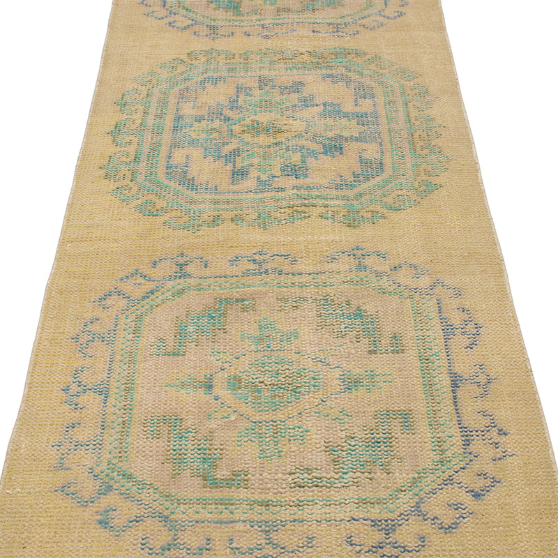 Pasillo Vintage Turco Anudado a Mano - 84 cm x 350 cm - K0092893