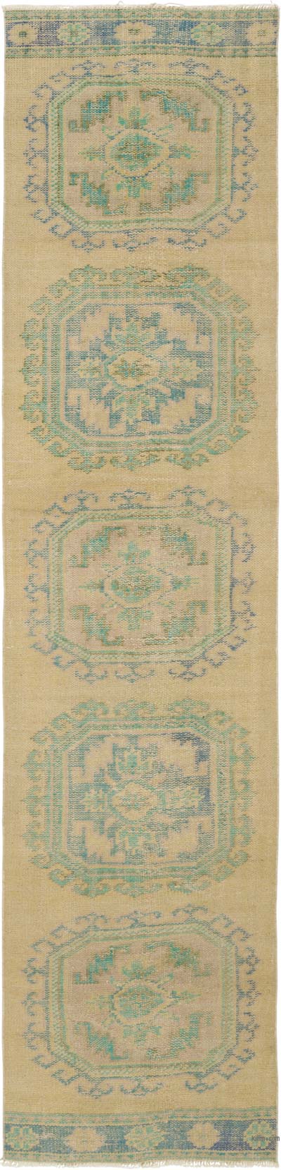 Pasillo Vintage Turco Anudado a Mano - 84 cm x 350 cm