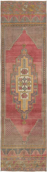 Pasillo Vintage Turco Anudado a Mano - 84 cm x 320 cm