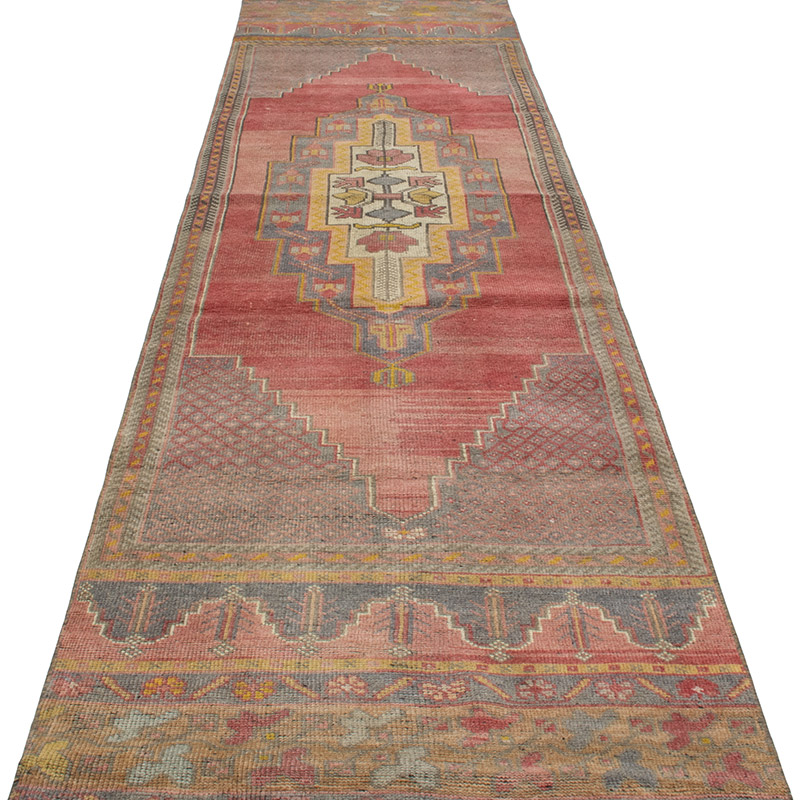 Pasillo Vintage Turco Anudado a Mano - 84 cm x 320 cm - K0092894