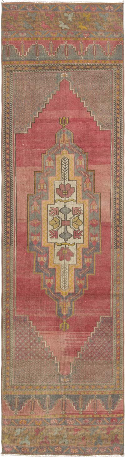 Pasillo Vintage Turco Anudado a Mano - 84 cm x 320 cm