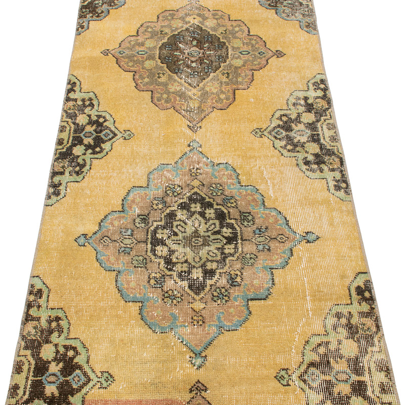 Pasillo Vintage Turco Anudado a Mano - 77 cm x 382 cm - K0092895