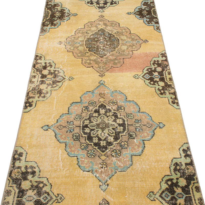 Pasillo Vintage Turco Anudado a Mano - 77 cm x 382 cm - K0092895