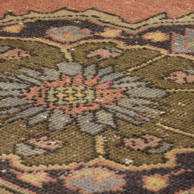 Pasillo Vintage Turco Anudado a Mano - 74 cm x 373 cm - K0092898