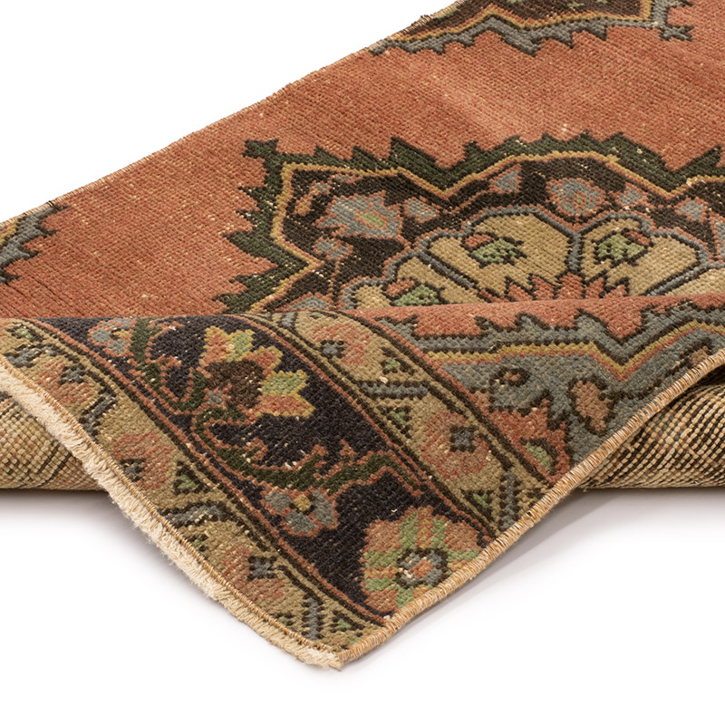 Pasillo Vintage Turco Anudado a Mano - 74 cm x 373 cm - K0092898