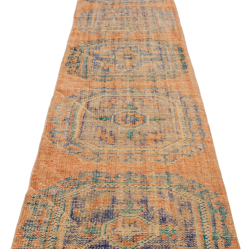 Pasillo Vintage Turco Anudado a Mano - 79 cm x 390 cm - K0092899