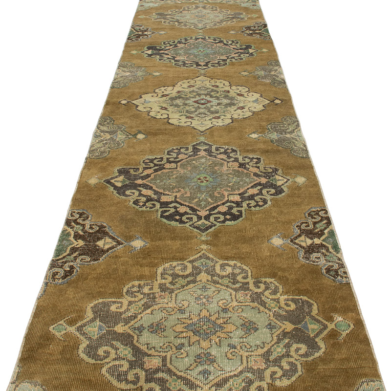 Pasillo Vintage Turco Anudado a Mano - 86 cm x 388 cm - K0092901