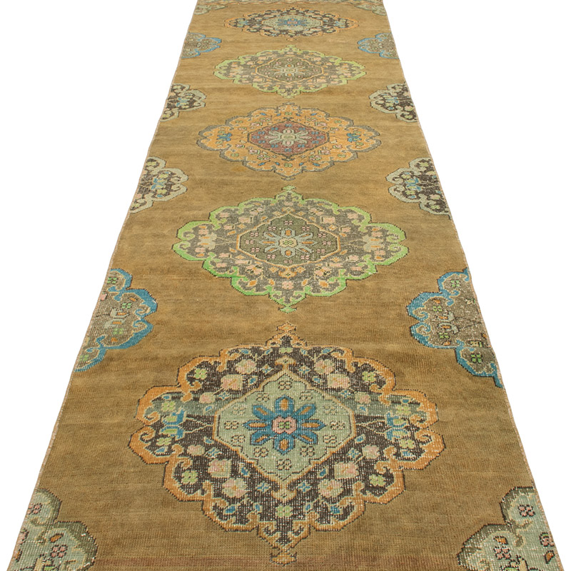 Pasillo Vintage Turco Anudado a Mano - 86 cm x 388 cm - K0092901