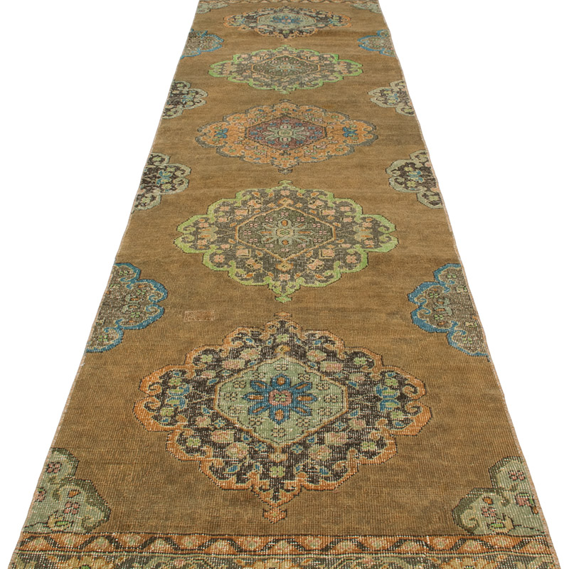 Pasillo Vintage Turco Anudado a Mano - 85 cm x 382 cm - K0092903
