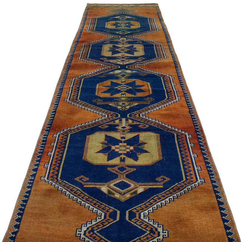 Pasillo Vintage Turco Anudado a Mano - 91 cm x 390 cm - K0092904