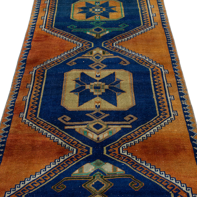 Pasillo Vintage Turco Anudado a Mano - 91 cm x 390 cm - K0092904