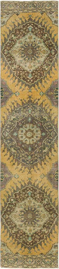 Pasillo Vintage Turco Anudado a Mano - 87 cm x 409 cm