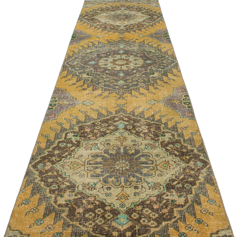 Pasillo Vintage Turco Anudado a Mano - 87 cm x 409 cm - K0092912