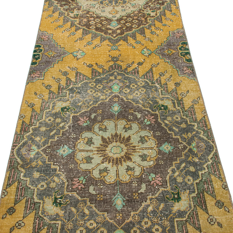 Pasillo Vintage Turco Anudado a Mano - 87 cm x 409 cm - K0092912