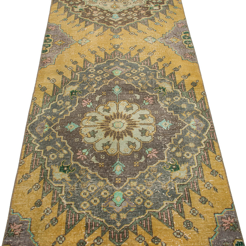 Pasillo Vintage Turco Anudado a Mano - 87 cm x 409 cm - K0092912
