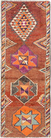 Vintage Tribal Runner Rug - 2' 9" x 7' 7" (33" x 91")