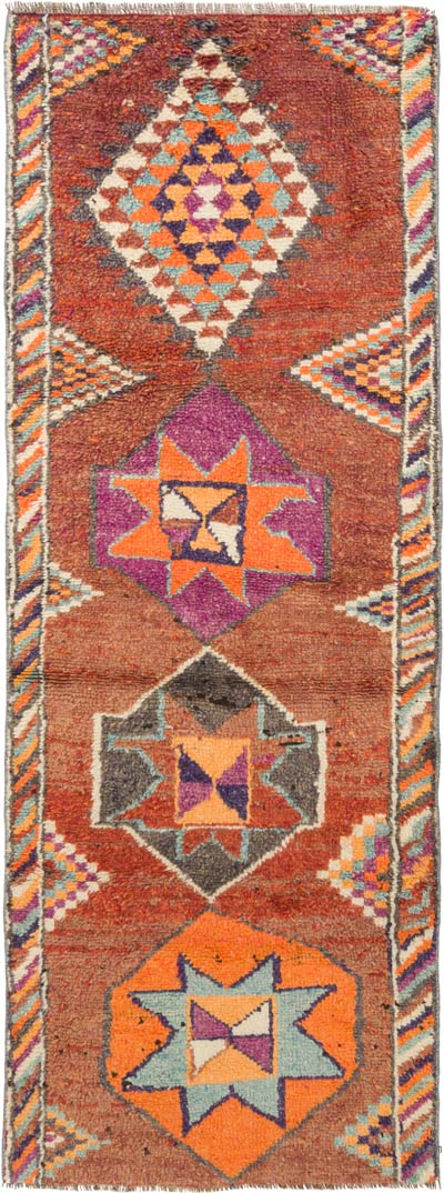 Vintage Tribal Runner Rug - 2' 9" x 7' 7" (33" x 91")