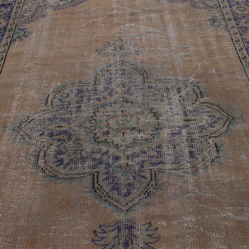 Over-dyed Vintage Hand-Knotted Turkish Rug - K0093057