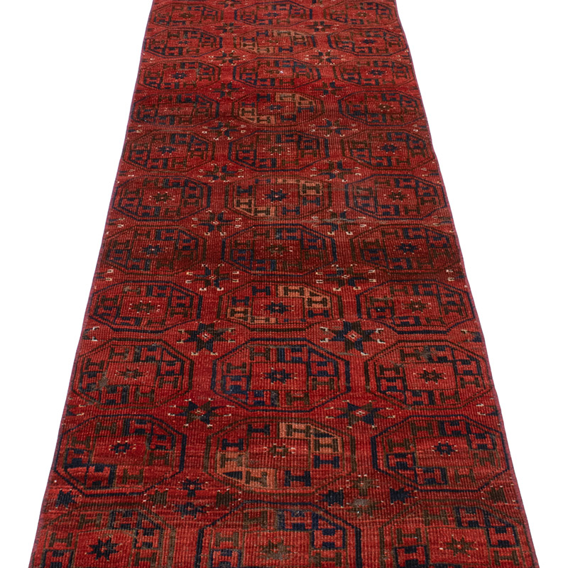 Vintage Afghan Hand-Knotted Runner - 2' 2" x 9'  (26" x 108") - K0093070