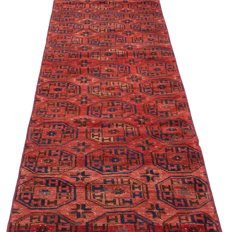 Vintage Afghan Hand-Knotted Runner - 2' 2" x 9'  (26" x 108") - K0093070